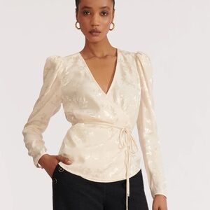 Like New Veronica Beard Satin Jacquard Wrap Top 6